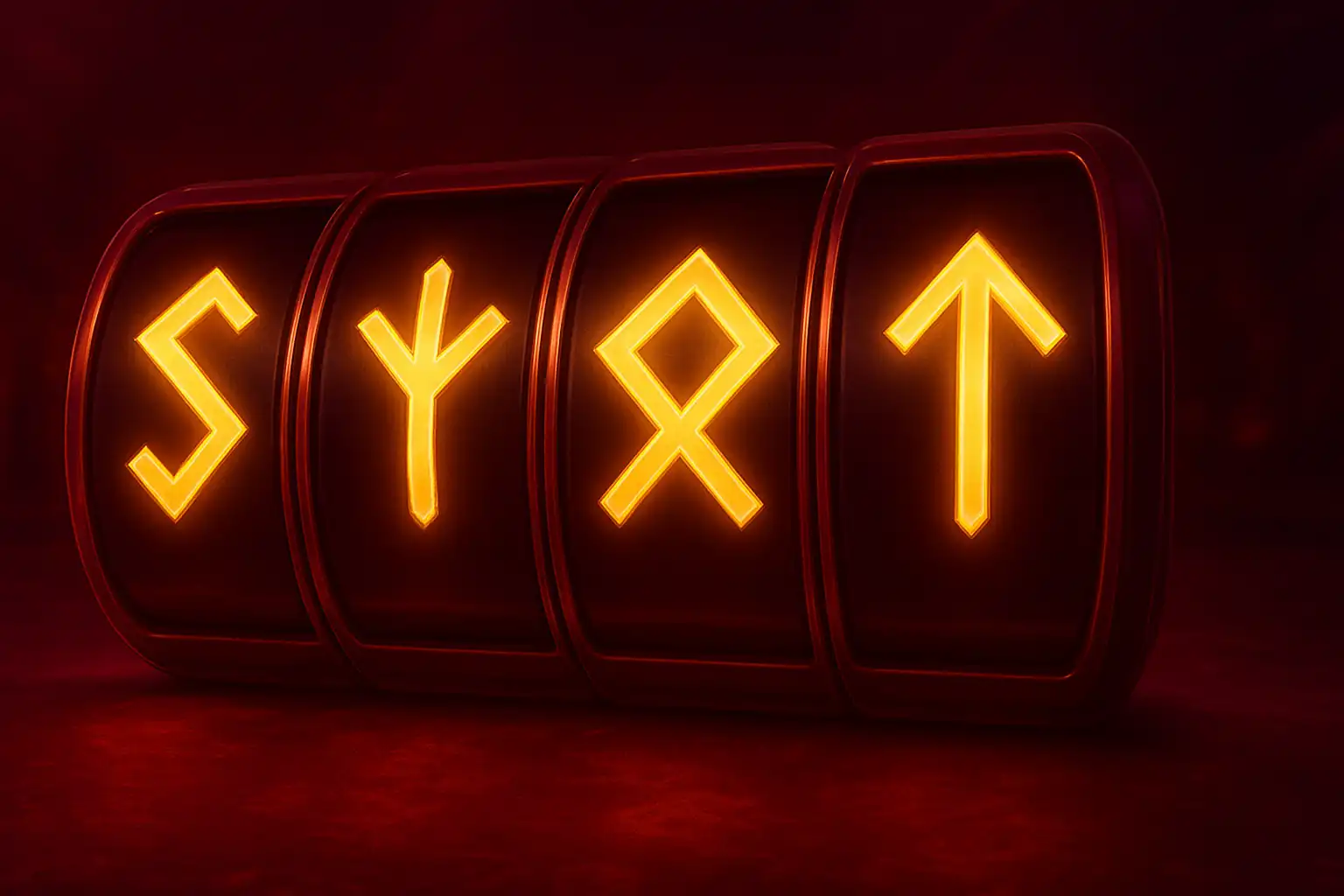 Reels of a Norse-themed slot machine glowing with gold symbols